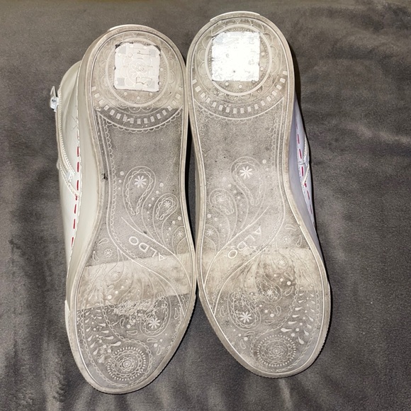 Aldo Marvina size 8 White Leather Lace Up Side Zip High Top Trainers Sneakers - Picture 8 of 8